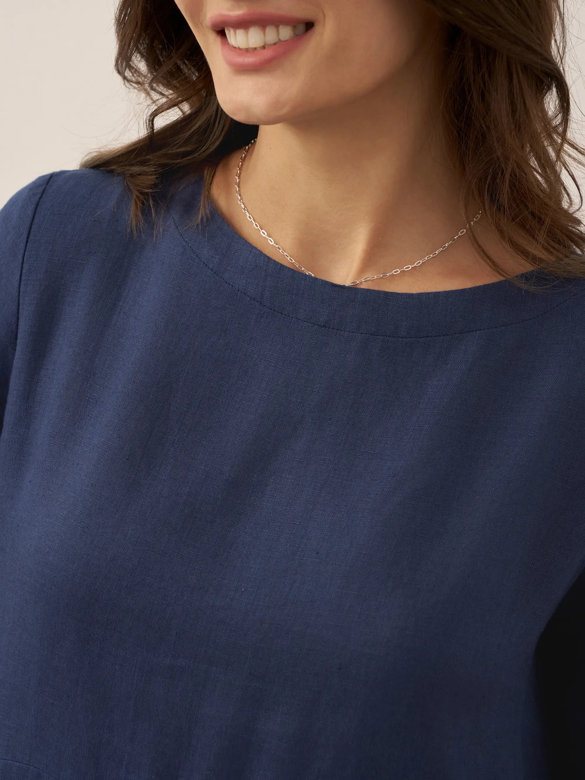 100% Linen Bateau Neck Pleated Midi Dress ABIGAIL  DestGlow