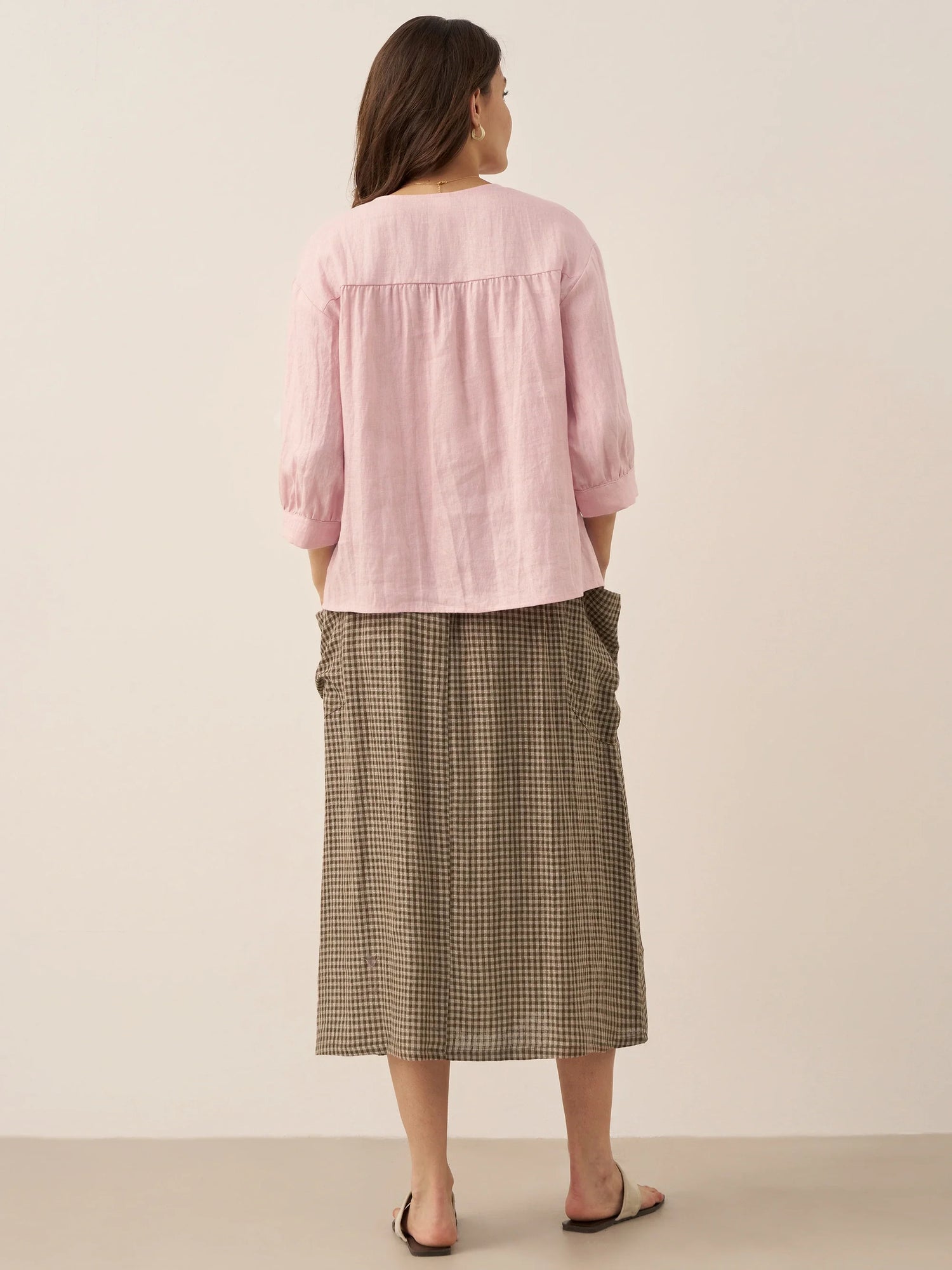 100% Linen Elastic Waist Skirt MARINA by LINTICO