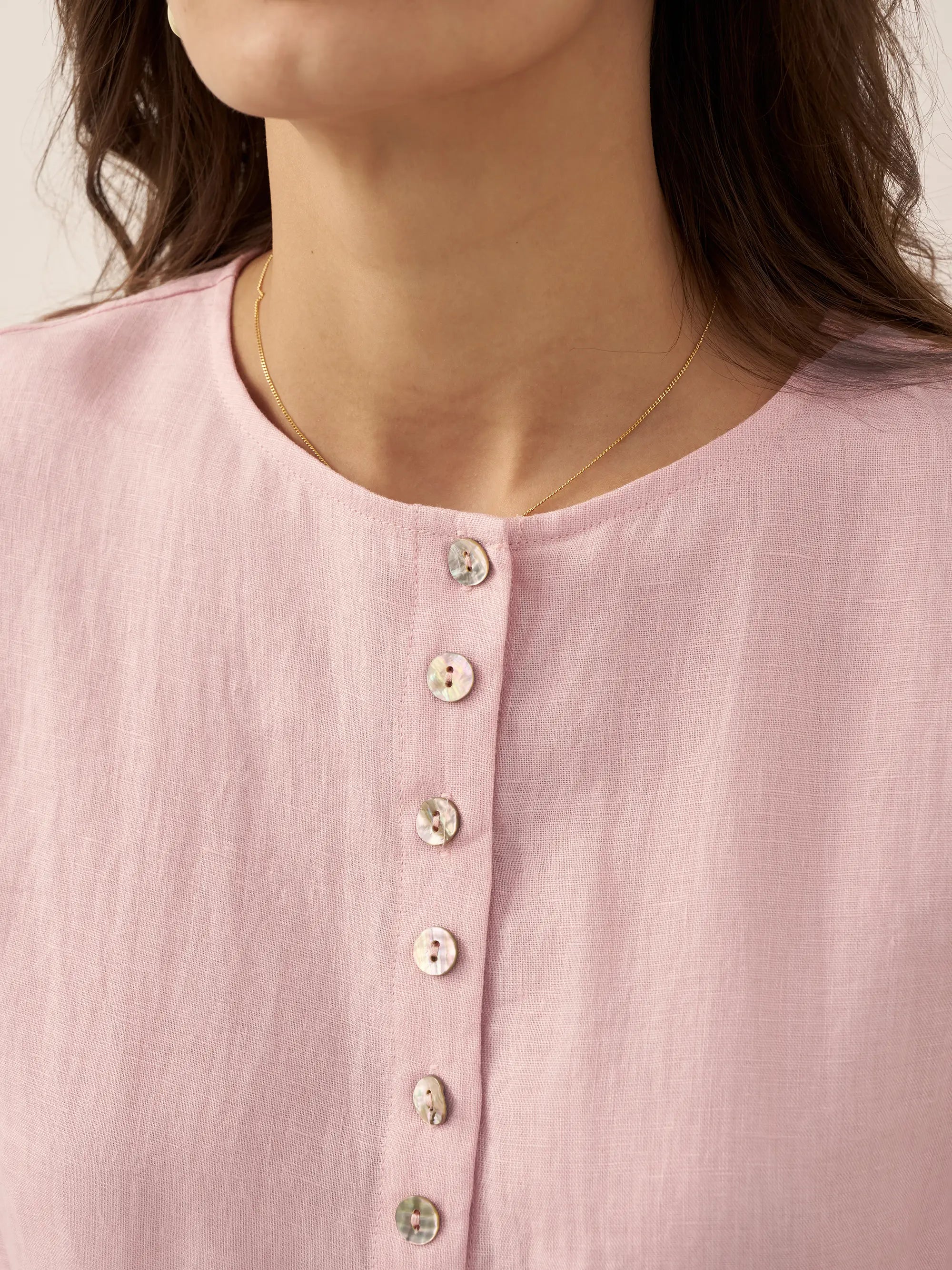 100% Linen Button-Front Drop Shoulder Shirt EASTER by LINTICO