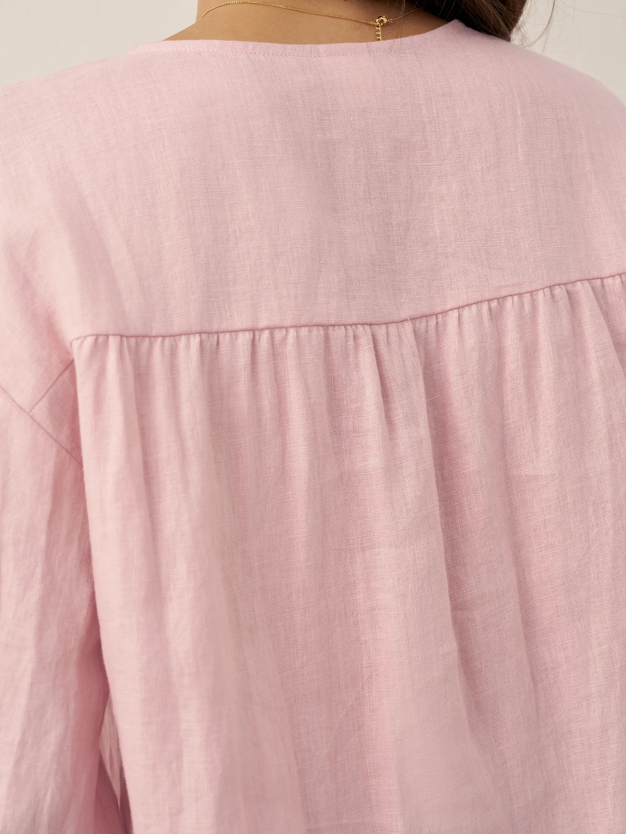 100% Linen Button-Front Drop Shoulder Shirt EASTER by LINTICO