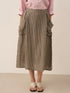 Linen Checked Elastic Waist Skirt ONYX by LINTICO