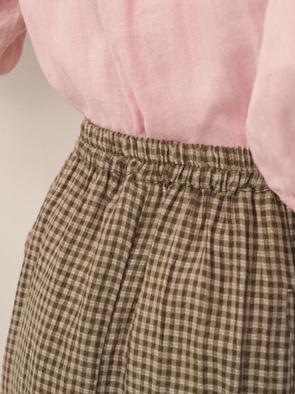 100% Linen Elastic Waist Skirt MARINA 
