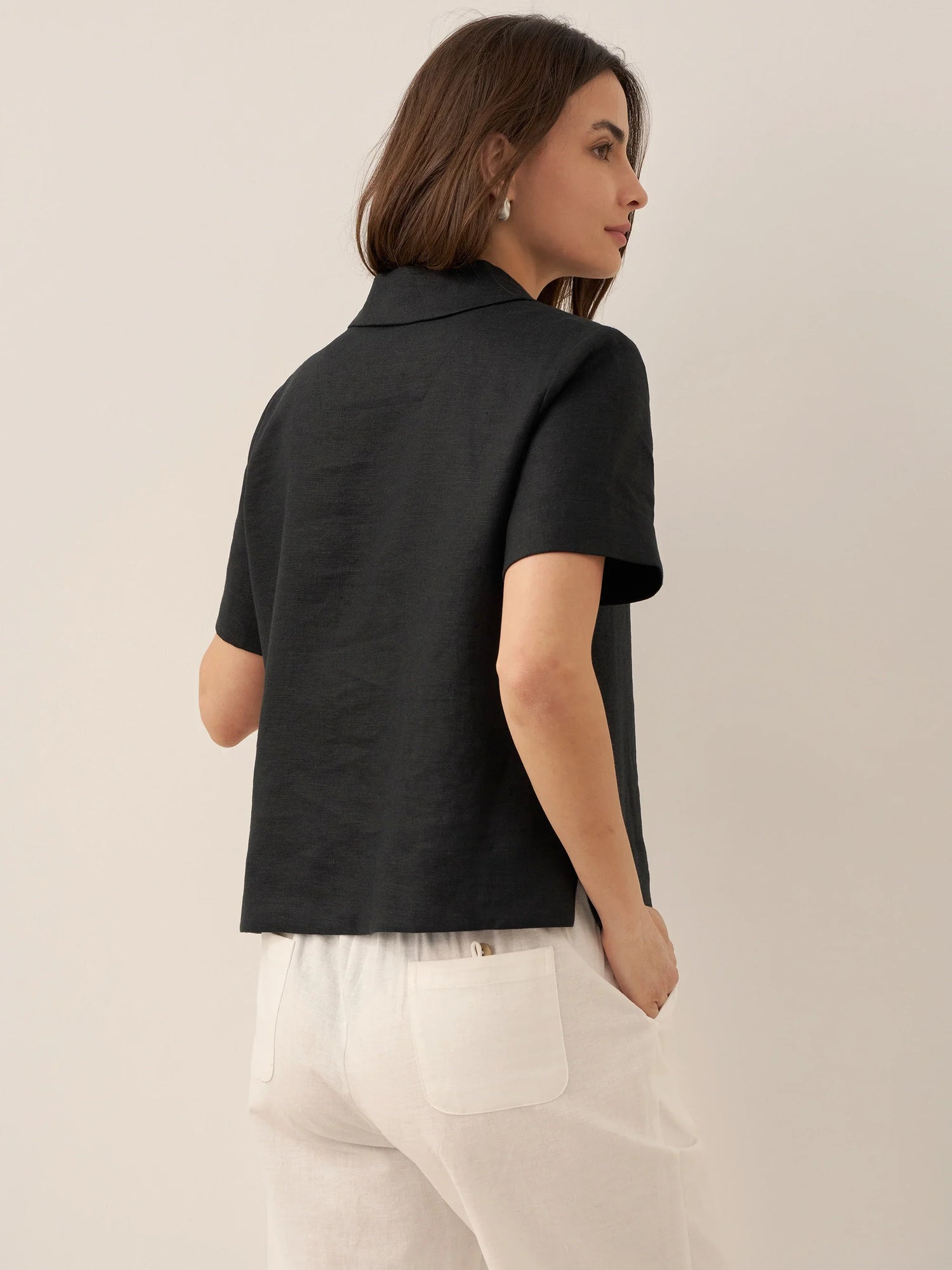 100% Linen Button-Up Short Sleeve Shirt ORENDA by LINTICO