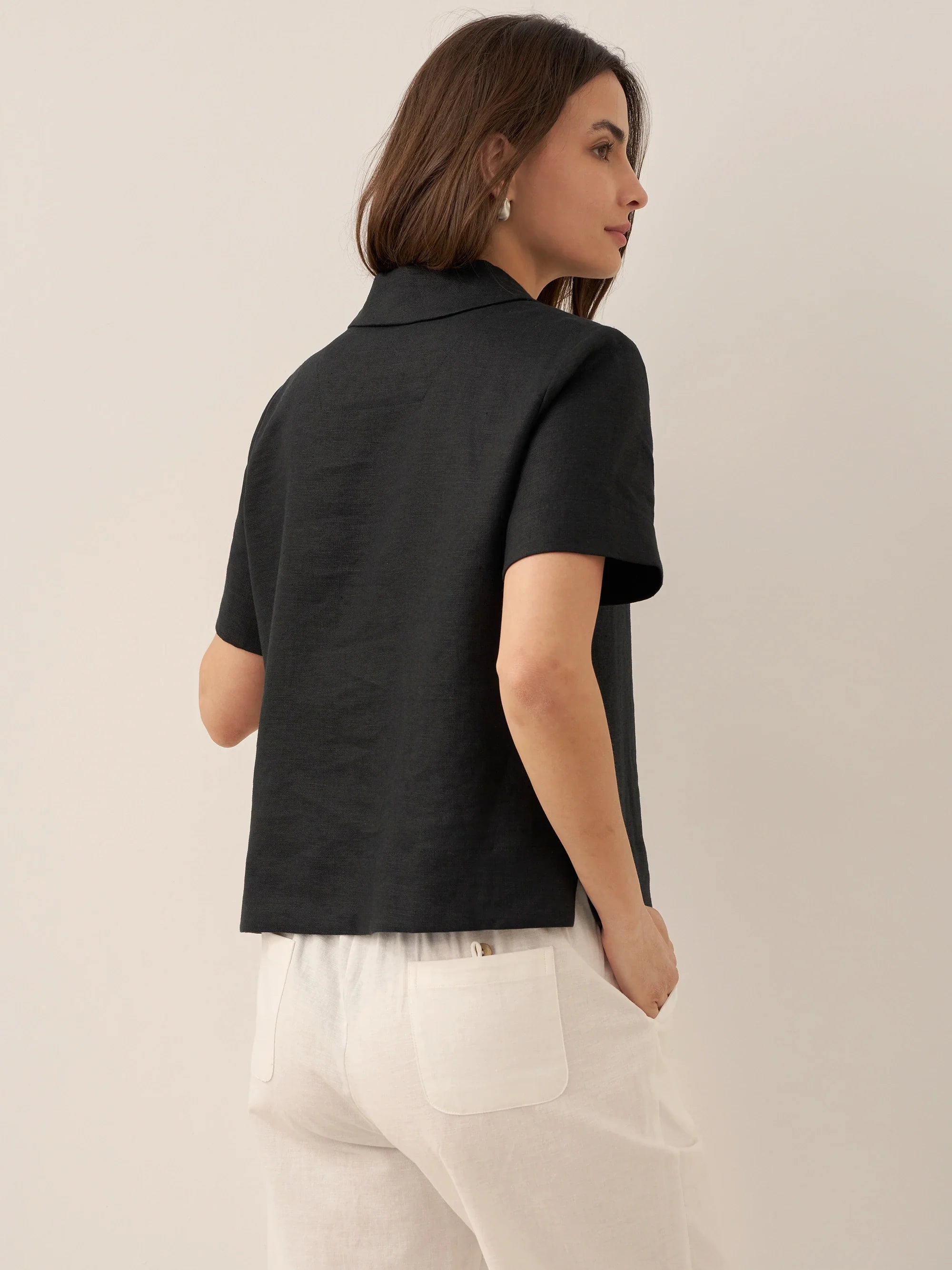 100% Linen Button-Up Short Sleeve Shirt ORENDA by LINTICO