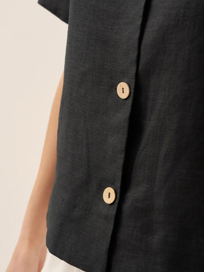 100% Linen Button-Up Short Sleeve Shirt ORENDA by LINTICO
