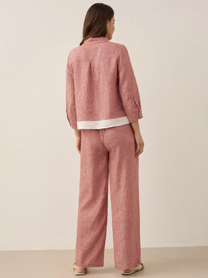 100% Linen Elastic Waist Straight-Leg Trousers JOURDAN by LINTICO