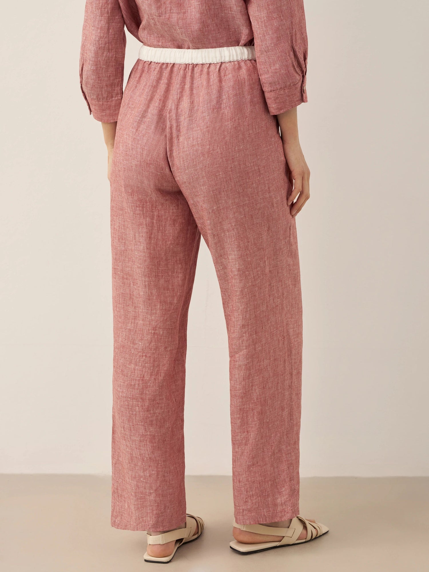 100% Linen Elastic Waist Straight-Leg Trousers JOURDAN by LINTICO