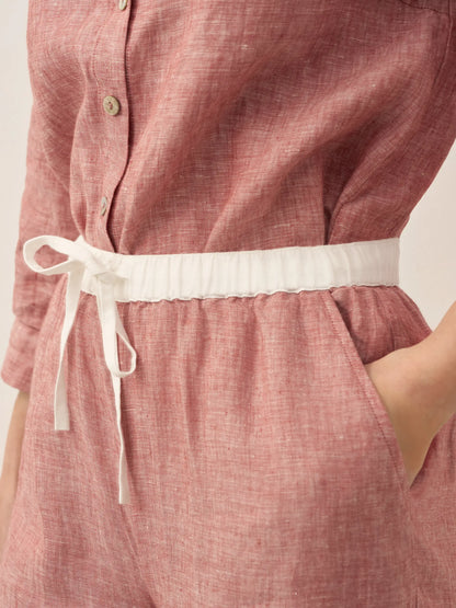 100% Linen Elastic Waist Straight-Leg Trousers JOURDAN by LINTICO