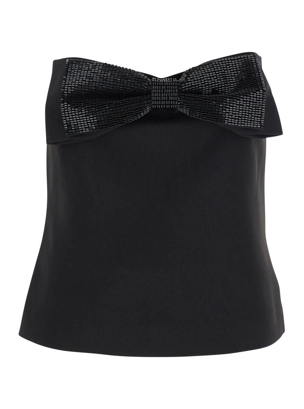 Self-Portrait Women Black Sleeveless Top With Bandeau Neckline In Tech Fabric Woman by Luosophy