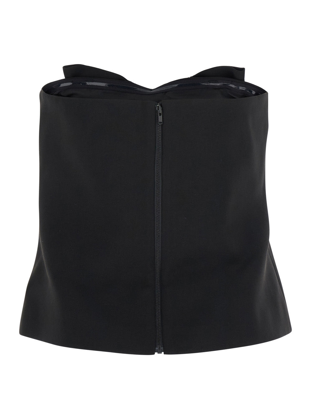 Self-Portrait Women Black Sleeveless Top With Bandeau Neckline In Tech Fabric Woman by Luosophy
