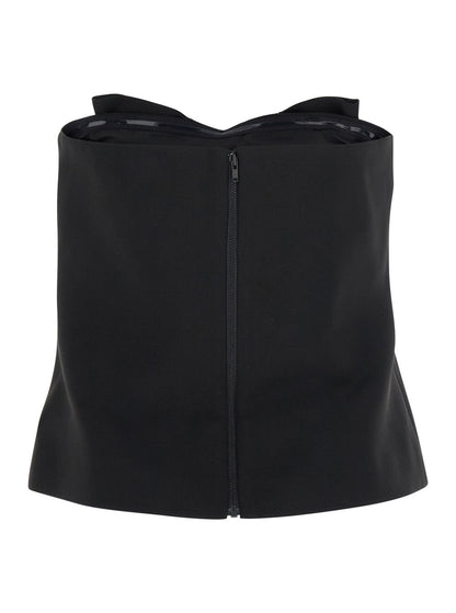 Self-Portrait Women Black Sleeveless Top With Bandeau Neckline In Tech Fabric Woman by Luosophy
