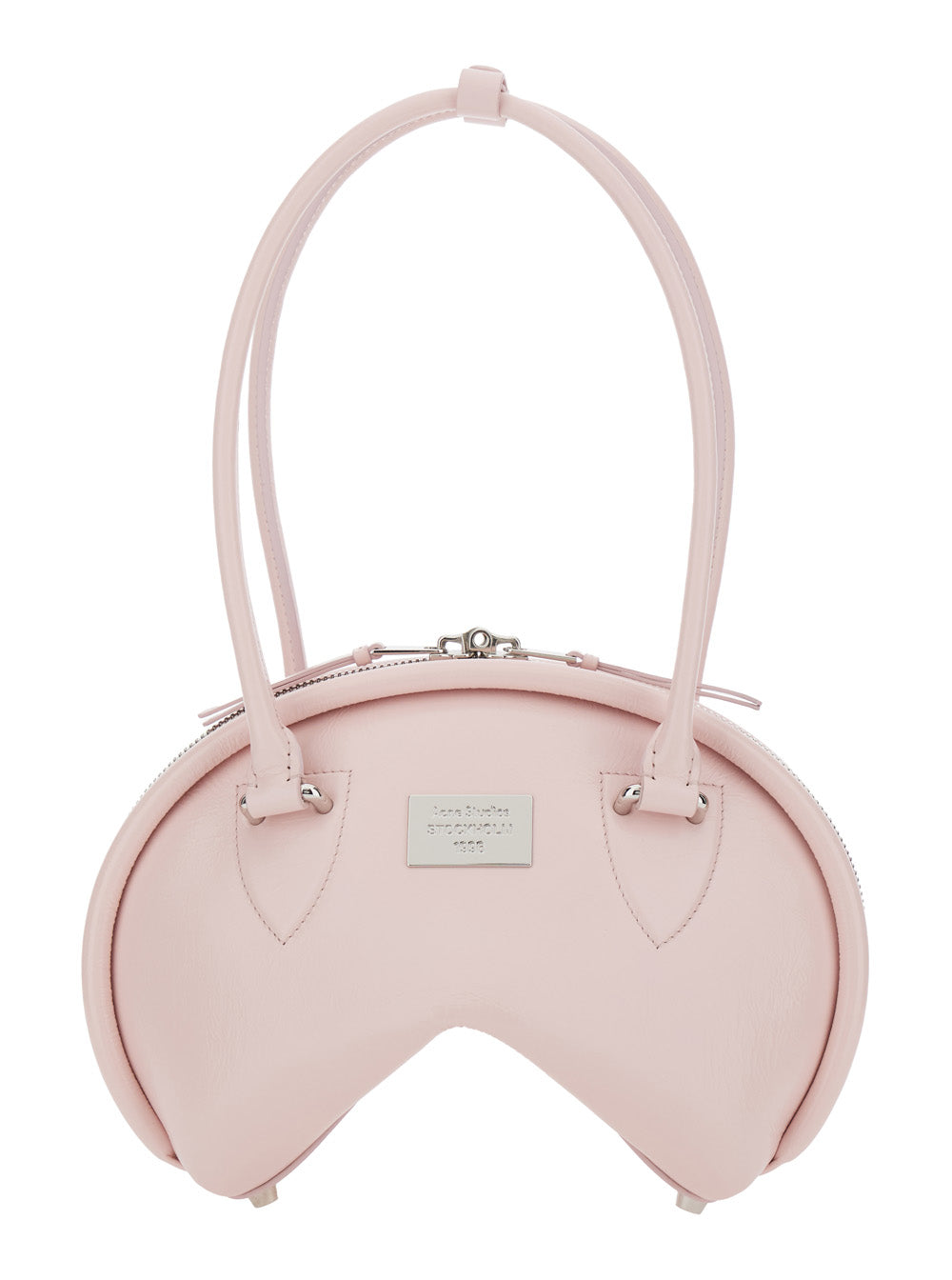 Acne Studios Women Pink Handbag With Two Top Handles And Logo Plaque On The Front In Leather Woman by Luosophy