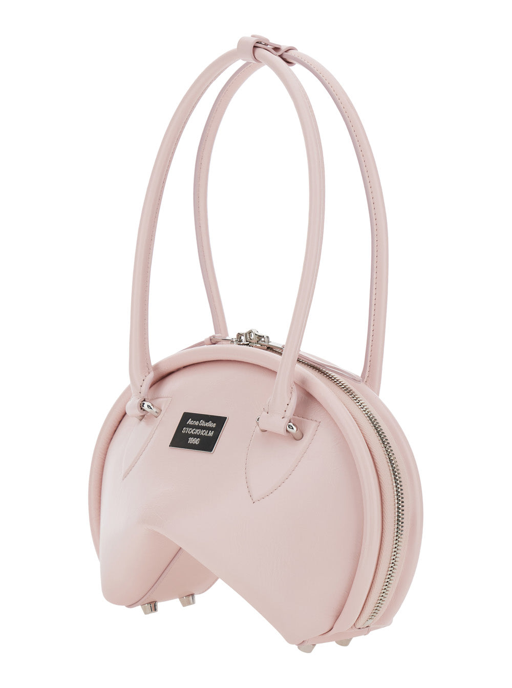 Acne Studios Women Pink Handbag With Two Top Handles And Logo Plaque On The Front In Leather Woman by Luosophy