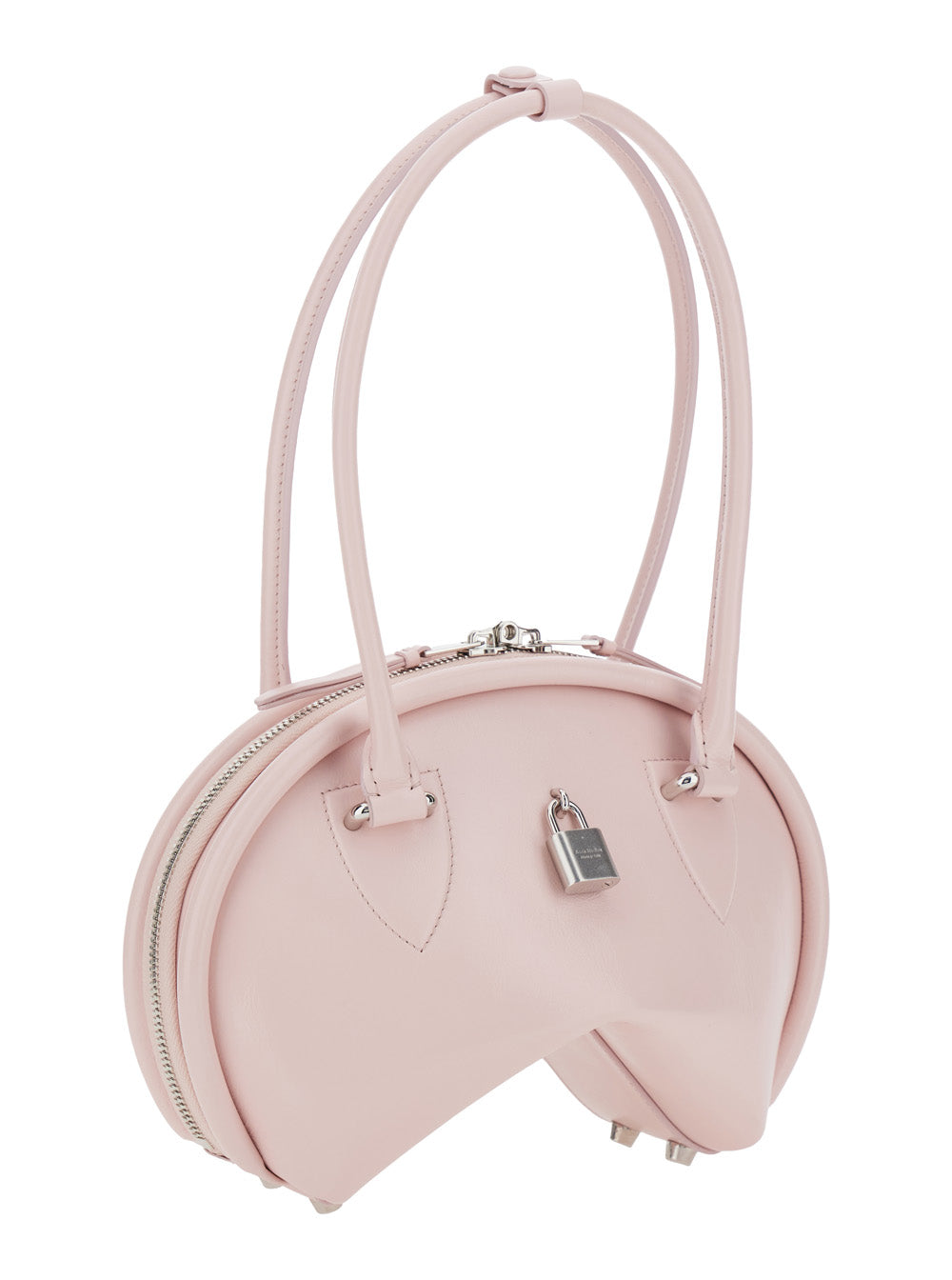Acne Studios Women Pink Handbag With Two Top Handles And Logo Plaque On The Front In Leather Woman by Luosophy