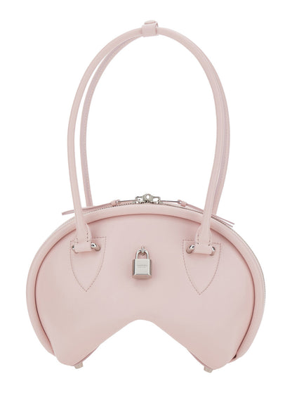 Acne Studios Women Pink Handbag With Two Top Handles And Logo Plaque On The Front In Leather Woman by Luosophy