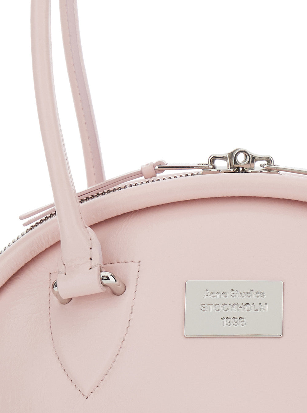 Acne Studios Women Pink Handbag With Two Top Handles And Logo Plaque On The Front In Leather Woman by Luosophy