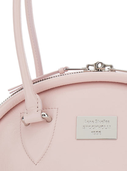 Acne Studios Women Pink Handbag With Two Top Handles And Logo Plaque On The Front In Leather Woman by Luosophy