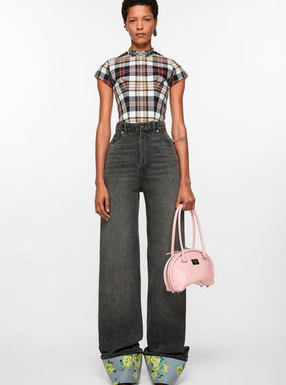 Acne Studios Women Pink Handbag With Two Top Handles And Logo Plaque On The Front In Leather Woman by Luosophy