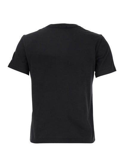 Moncler Women Black T-Shirt With Logo Embroidered On The Front In Cotton Woman by Luosophy