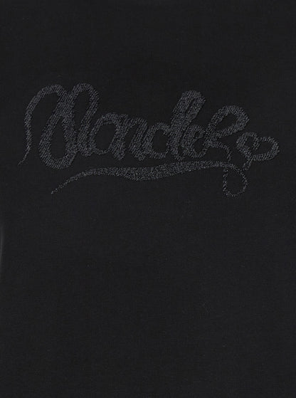 Moncler Women Black T-Shirt With Logo Embroidered On The Front In Cotton Woman by Luosophy