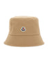 Moncler Women Beige Bucket Hat With Dropped Wide Brim And Logo Patch On The Front In Cotton Blend Woman by Luosophy