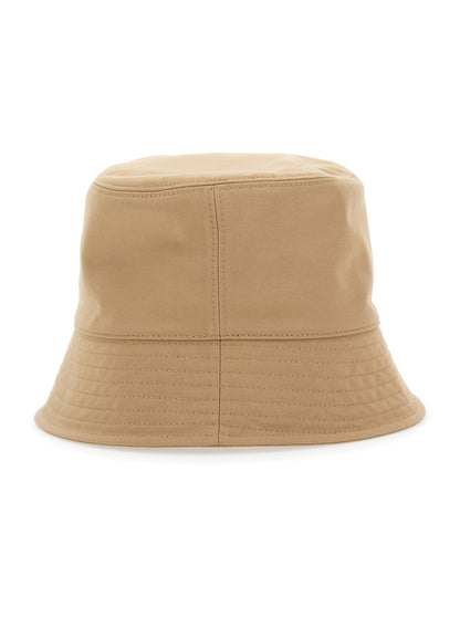 Moncler Women Beige Bucket Hat With Dropped Wide Brim And Logo Patch On The Front In Cotton Blend Woman by Luosophy