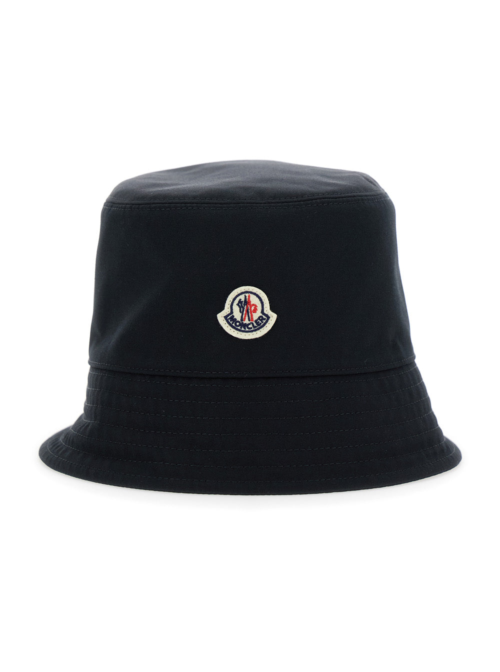 Moncler Women Black Bucket Hat With Dropped Wide Brim And Logo Patch On The Front In Cotton Blend Woman by Luosophy