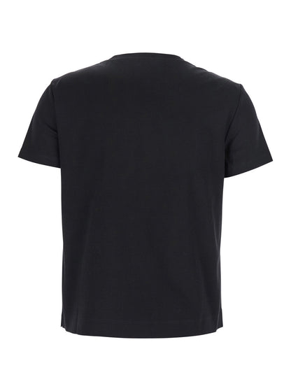 Max Mara Women Black T-Shirt With Logo Embroidered On The Front In Cotton Woman by Luosophy