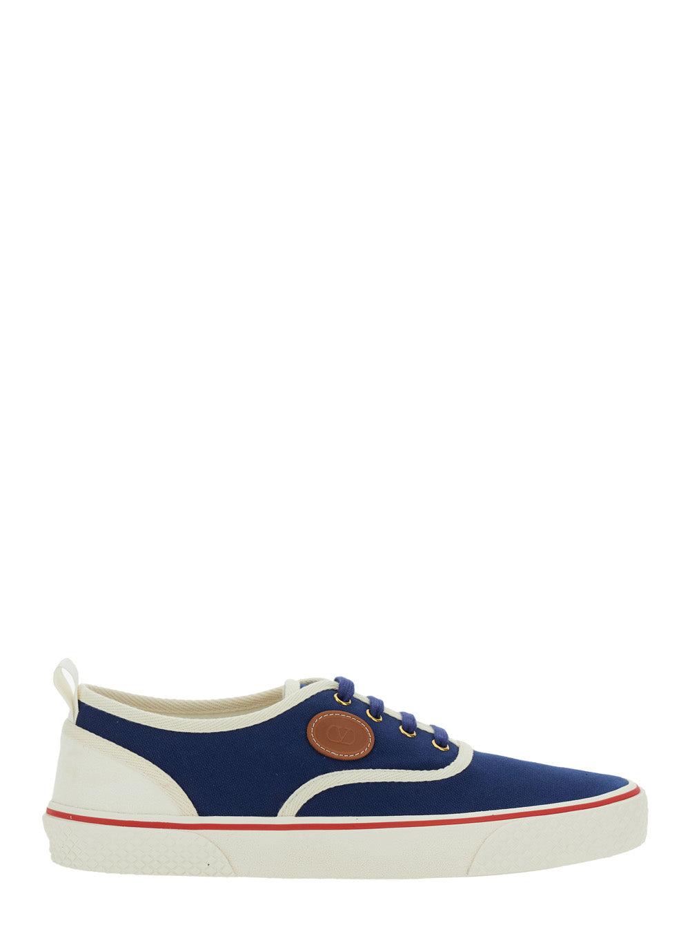 Valentino Garavani Men Blue Low Top Sneakers With Vlogo Patch On The Side In Cotton Man by Luosophy