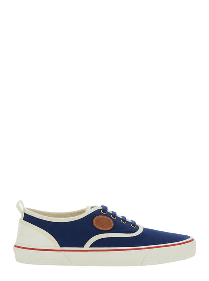 Valentino Garavani Men Blue Low Top Sneakers With Vlogo Patch On The Side In Cotton Man by Luosophy