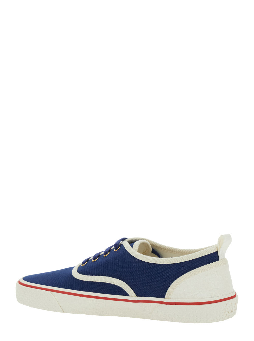 Valentino Garavani Men Blue Low Top Sneakers With Vlogo Patch On The Side In Cotton Man by Luosophy