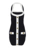 Balmain Women Black Dress With Square Neckline And Decorative Buttons In Viscose Blend Women by Luosophy