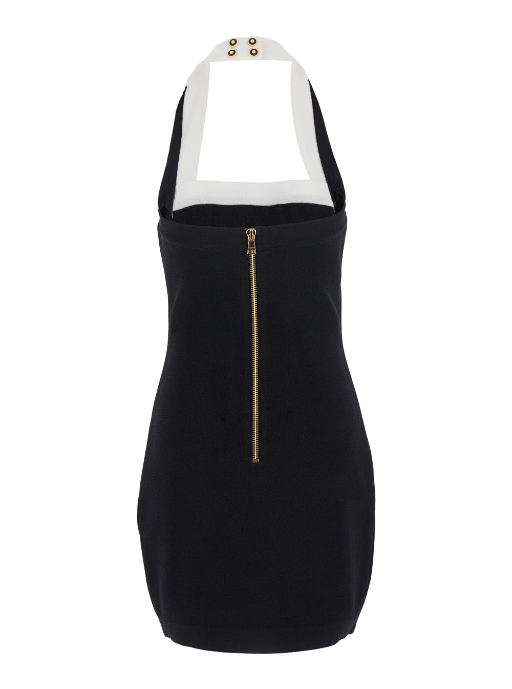 Balmain Women Black Dress With Square Neckline And Decorative Buttons In Viscose Blend Women by Luosophy