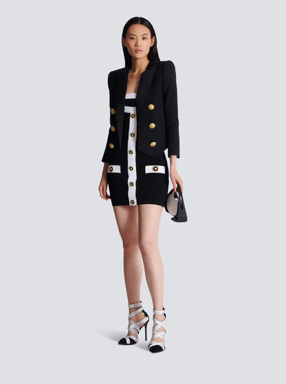 Balmain Women Black Dress With Square Neckline And Decorative Buttons In Viscose Blend Women by Luosophy