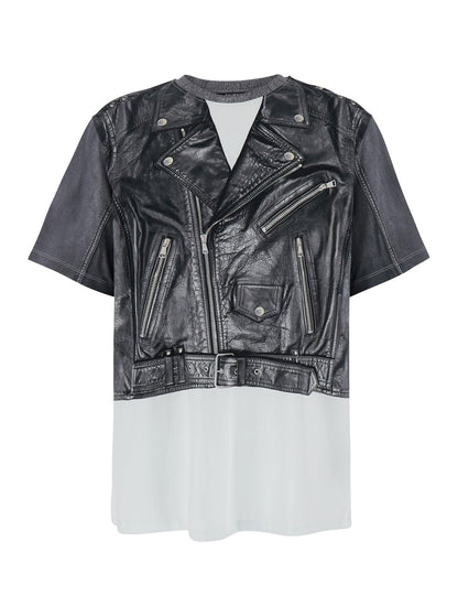 Balmain Men Black And White Crewneck T-Shirt With Layered Design In Cotton Man by Luosophy