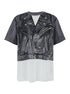 Balmain Men Black And White Crewneck T-Shirt With Layered Design In Cotton Man by Luosophy