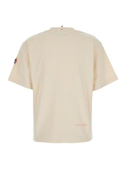 Moncler Grenoble Women White T-Shirt With Logo Printed On The Front And Logo Patch On The Sleeve In Cotton Man by Luosophy