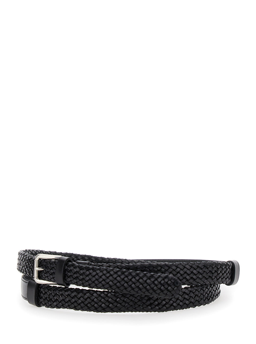 Dolce &amp; Gabbana Men Black Belt With Buckle Closure And Interwoven Design In Leather Man by Luosophy