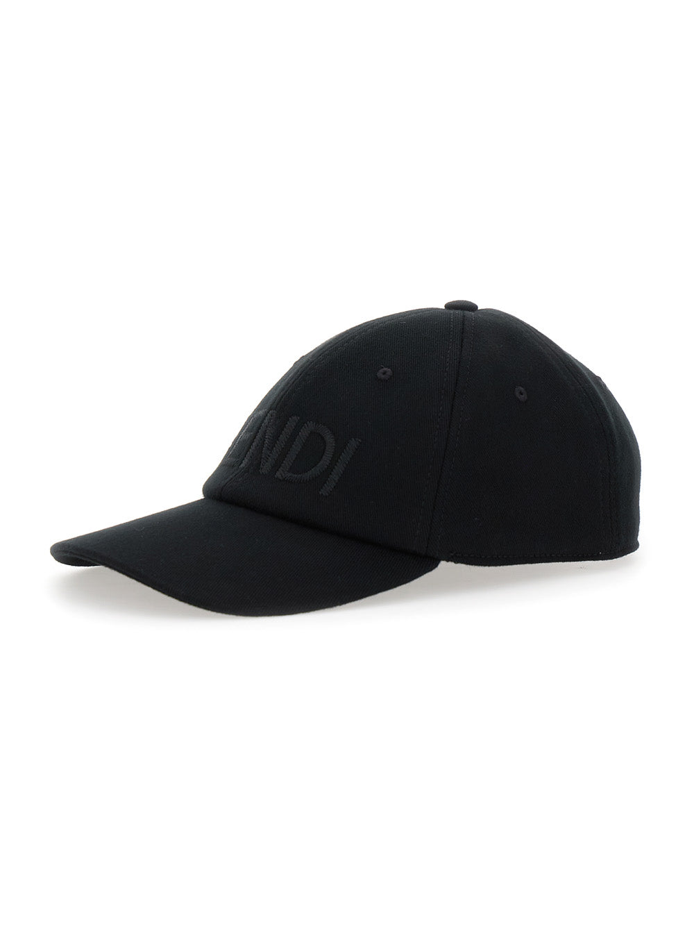 Fendi Men Black Baseball Cap With Logo Lettering Embroidery On The Front In Cotton Man by Luosophy