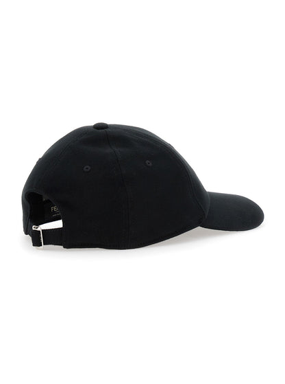 Fendi Men Black Baseball Cap With Logo Lettering Embroidery On The Front In Cotton Man by Luosophy
