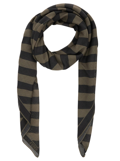 3.Paradis Men Beige Square Stole With All-Over Striped Motif And Logo Lettering On The Hem In Cotton And Silk Blend Man by Luosophy