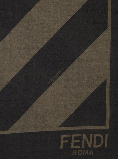 3.Paradis Men Beige Square Stole With All-Over Striped Motif And Logo Lettering On The Hem In Cotton And Silk Blend Man by Luosophy
