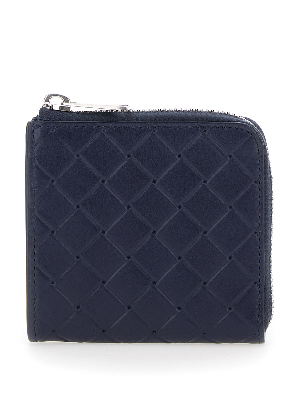 Bottega Veneta Men Blue Wallet With All-Over Intreccio Motif In Leather Man by Luosophy