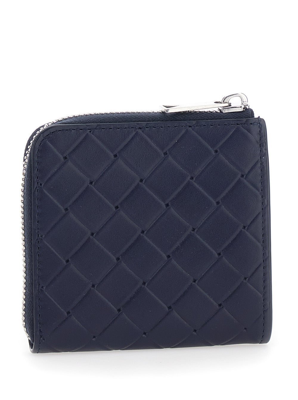 Bottega Veneta Men Blue Wallet With All-Over Intreccio Motif In Leather Man by Luosophy