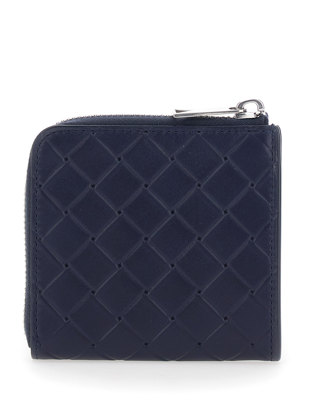 Bottega Veneta Men Blue Wallet With All-Over Intreccio Motif In Leather Man by Luosophy