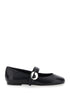 Coperni Women Black Ballerinas With Metallic Logo And Strap In Smooth Leather Woman by Luosophy