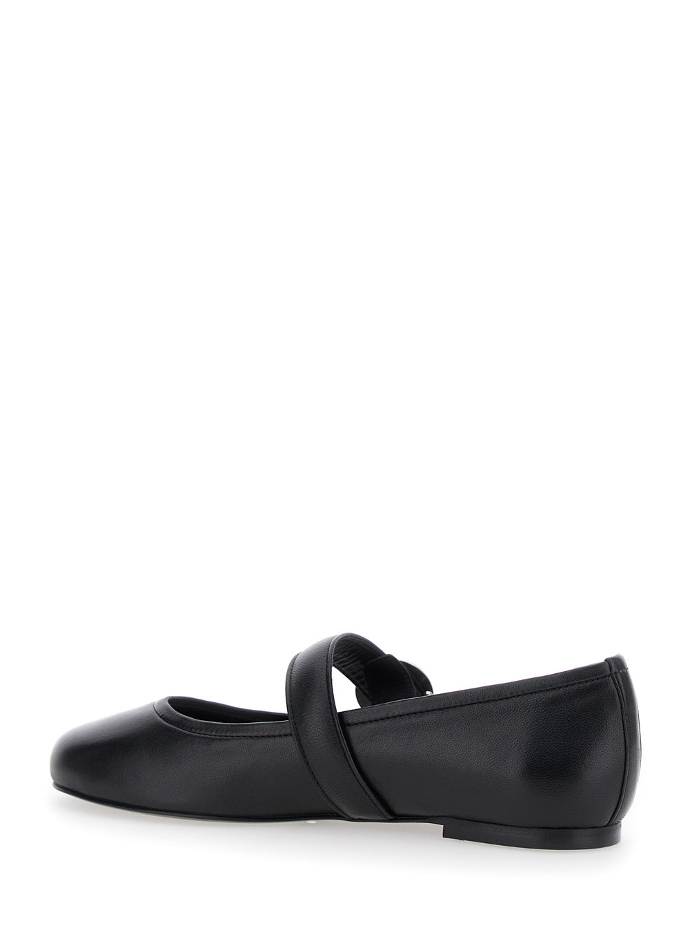 Coperni Women Black Ballerinas With Metallic Logo And Strap In Smooth Leather Woman by Luosophy