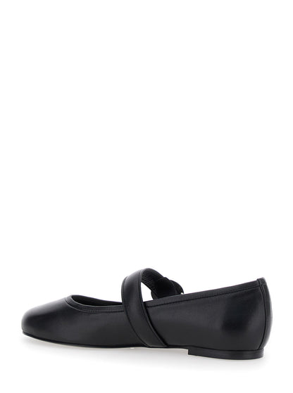 Coperni Women Black Ballerinas With Metallic Logo And Strap In Smooth Leather Woman by Luosophy