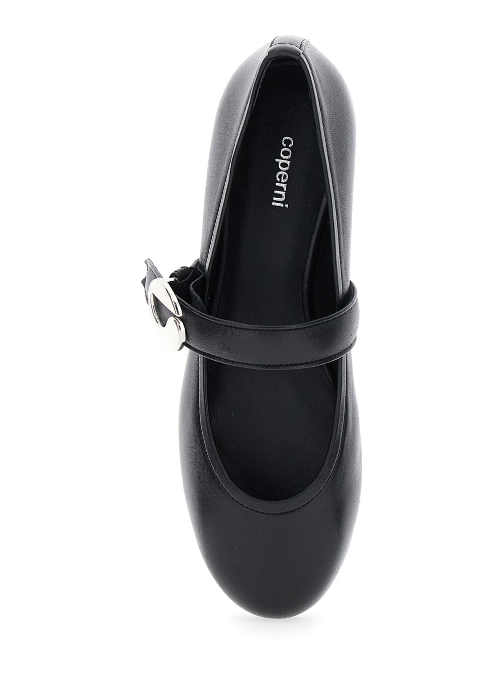 Coperni Women Black Ballerinas With Metallic Logo And Strap In Smooth Leather Woman by Luosophy
