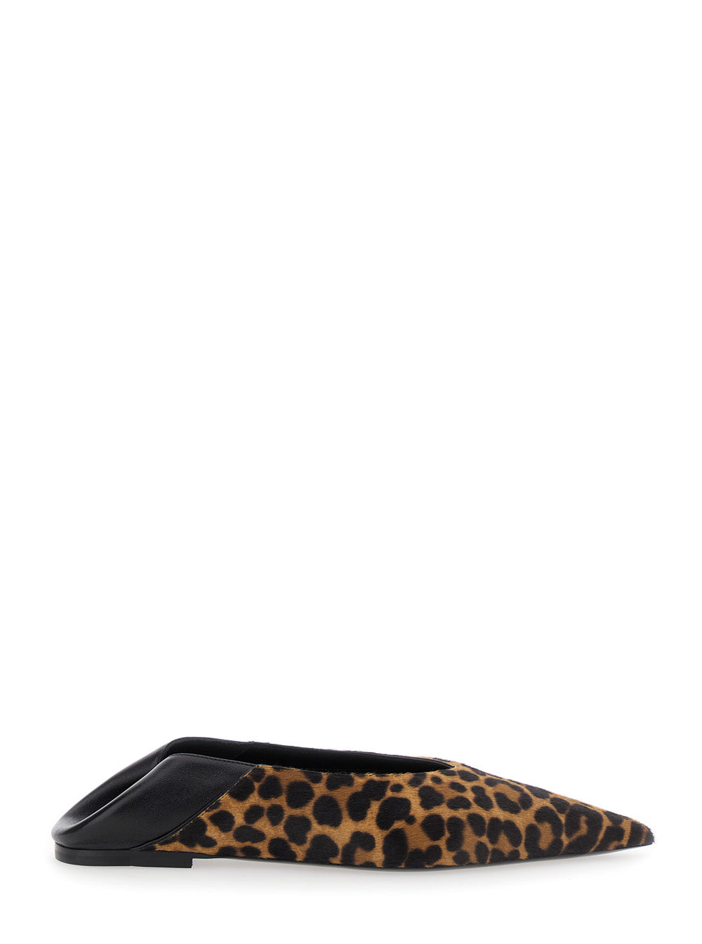 Saint Laurent Women Brown Ballerinas With Leopard Motif And Foldable Buttress In Fabric Woman by Luosophy